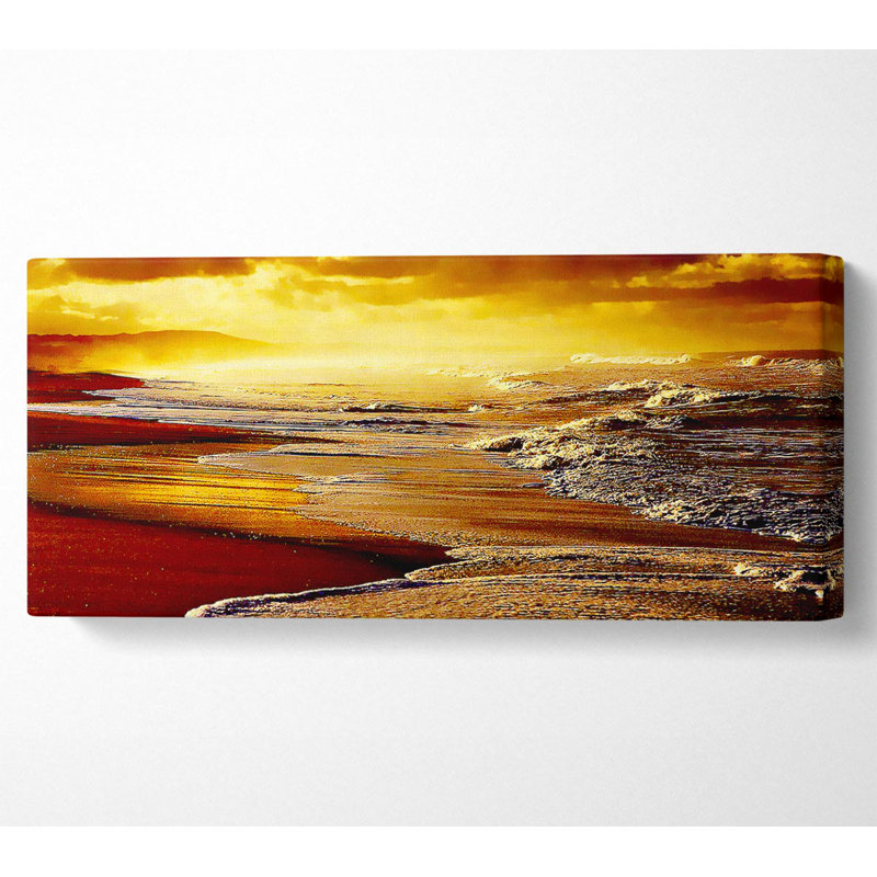 Red Ocean Storm Panoramic Canvas, 50.8cm H x 121.9cm W 10cm D