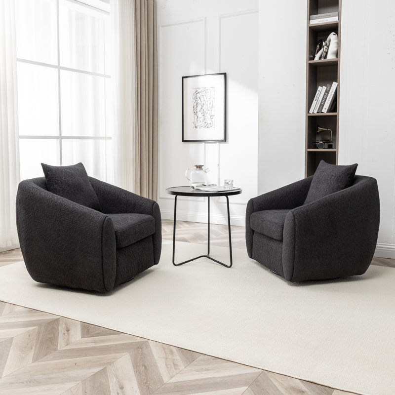 Duston 32'' Wide Upholstered Swivel Chair, Black