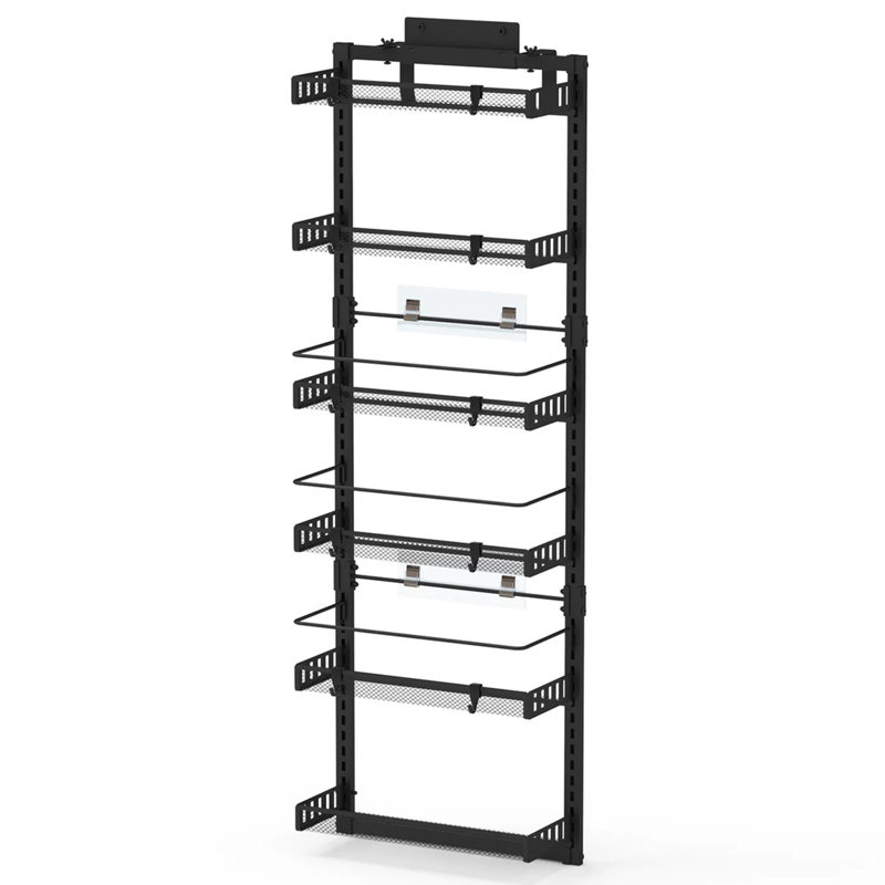 Organisateur de garde-manger à 6 niveaux au-dessus de la porte, catégorie de support de rangement en acier au carbone 50,19 x 17,12 x 6,1 po, réglable facile à installer, pour placard de salle de bain de cuisine