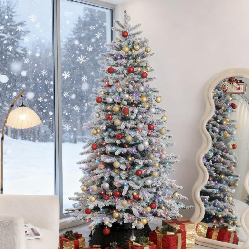 Arbre de Noël artificiel enneigé 7,5 pi, Oui, H 7,38 pi