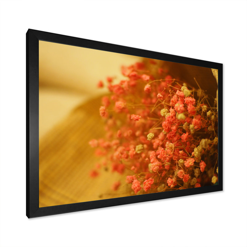 «Red Blossoming Spring Flowers», reproduction sur toile flottante, H 8 po x l 12 po x P 1 po, Cadre noir