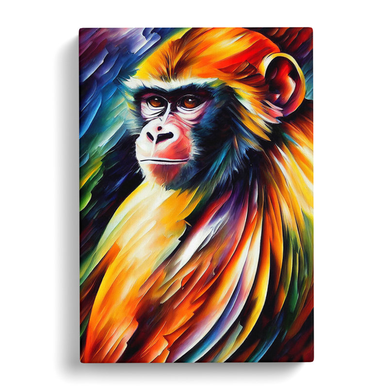 Monkey Portrait No.3 - Wrapped Canvas, 50cm H x 35cm W x 3cm D