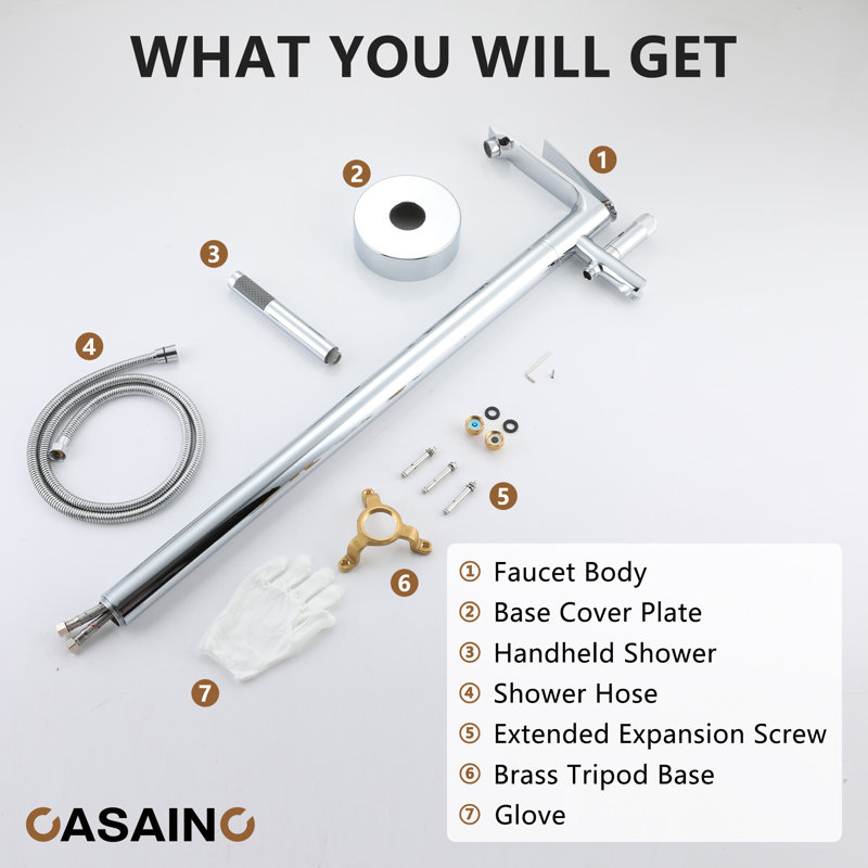 Chrome Plated Freestanding Bathtub Faucet with Handshower