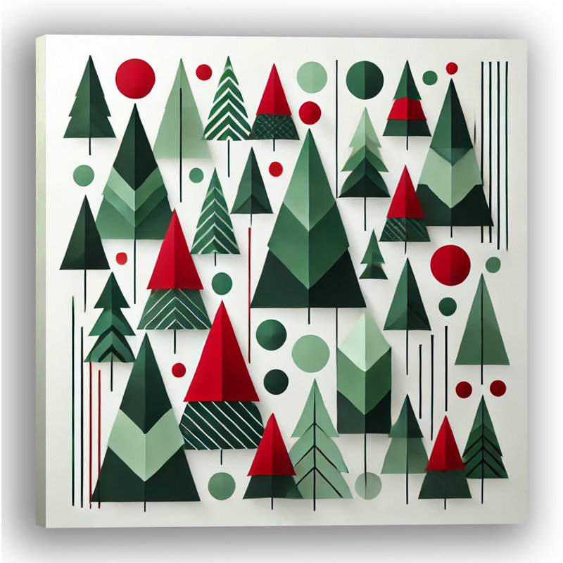 «Geometric Forest Festivité: Modern Holiday Tree», reproduction d'art sur toile tendue, H 40 po x l 40 po x P 1,5 po