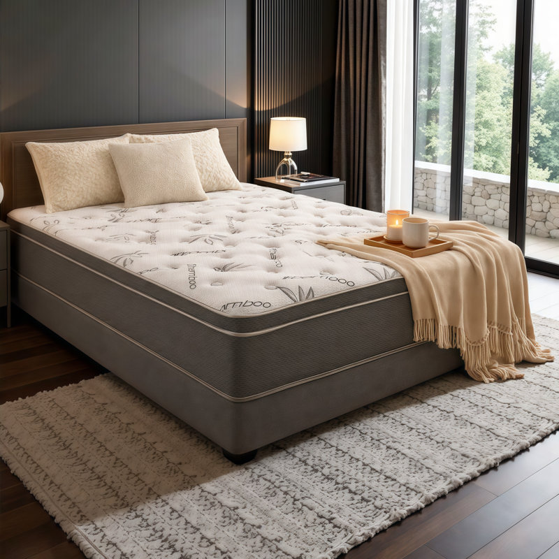 10" Cooling Bamboo Hybrid Mattress with Edge Support - Twin, Twin XL, Full, Queen, King Size for Motion Isolation & Adjustable Base Compatibility