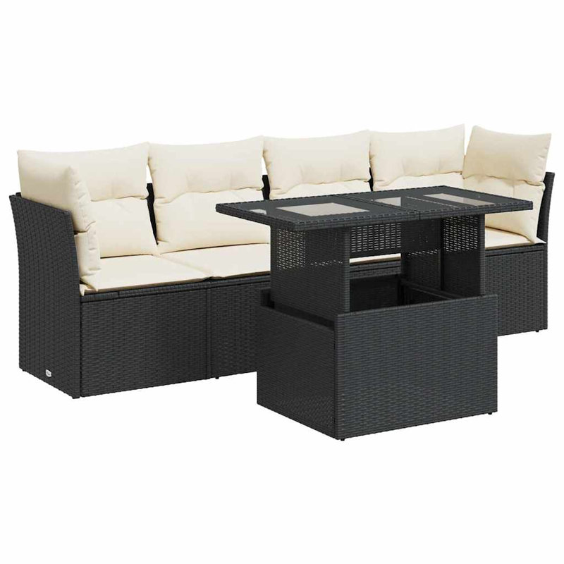 Ensemble de canapé de jardin en rotin PE noir 5 pièces Vidaxl