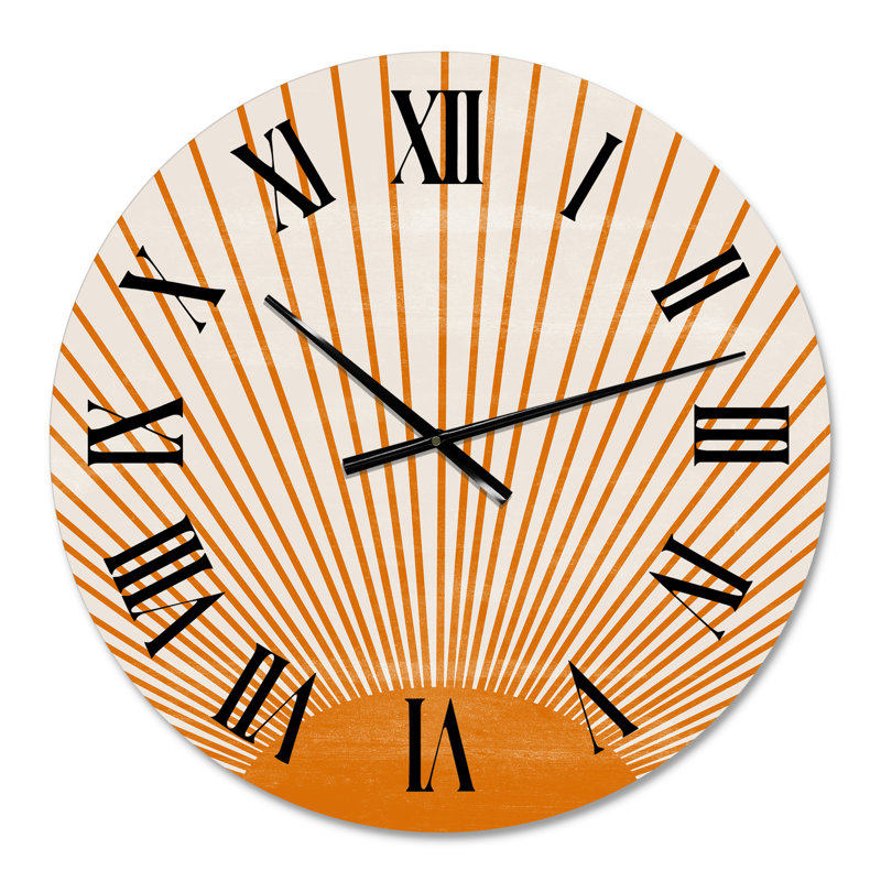 Orange Sun Print III - horloge murale moderne, Moyen