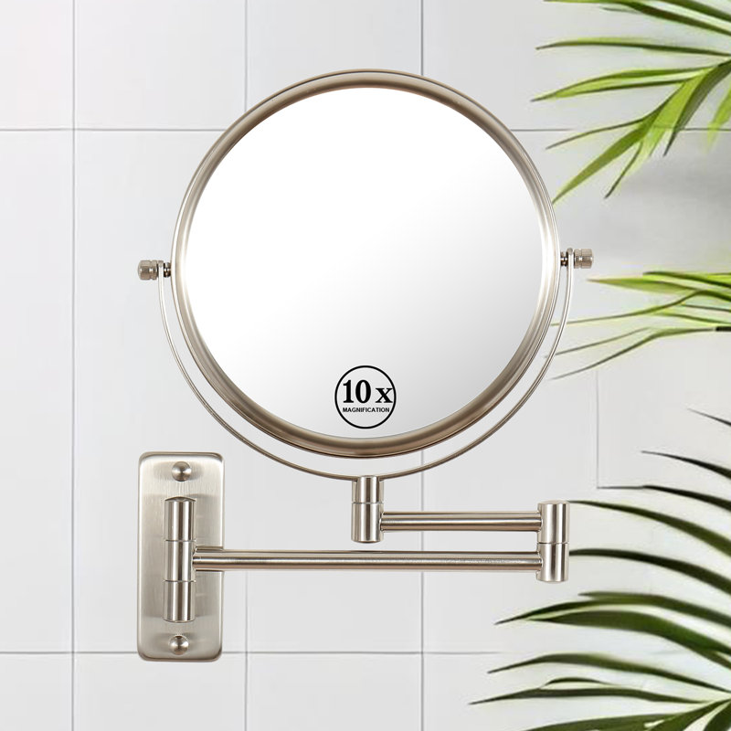 Wall Mounted 8"Makeup Mirror With 1X/10X Magnification Makeup Mirror, Brushed Nickel