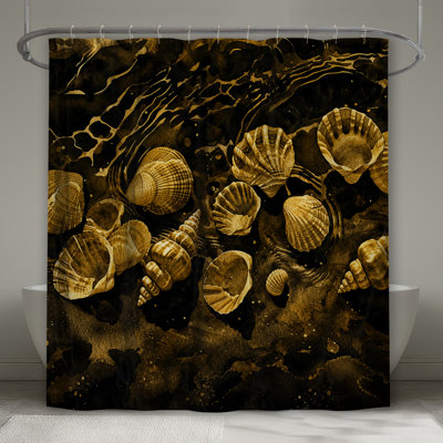 Rideaux de douche Golden Seashells Illustration