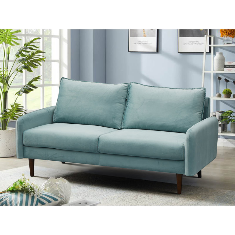 Gelsomino 70.5" Velvet Round Arm Sofa, Light Grayish Velvet