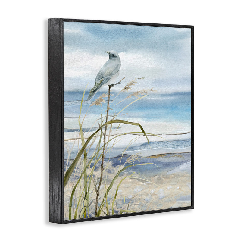 " Bird On Beach Shore " by Carol Robinson, Black Framed, 20" H x 16" W x 1.5" D