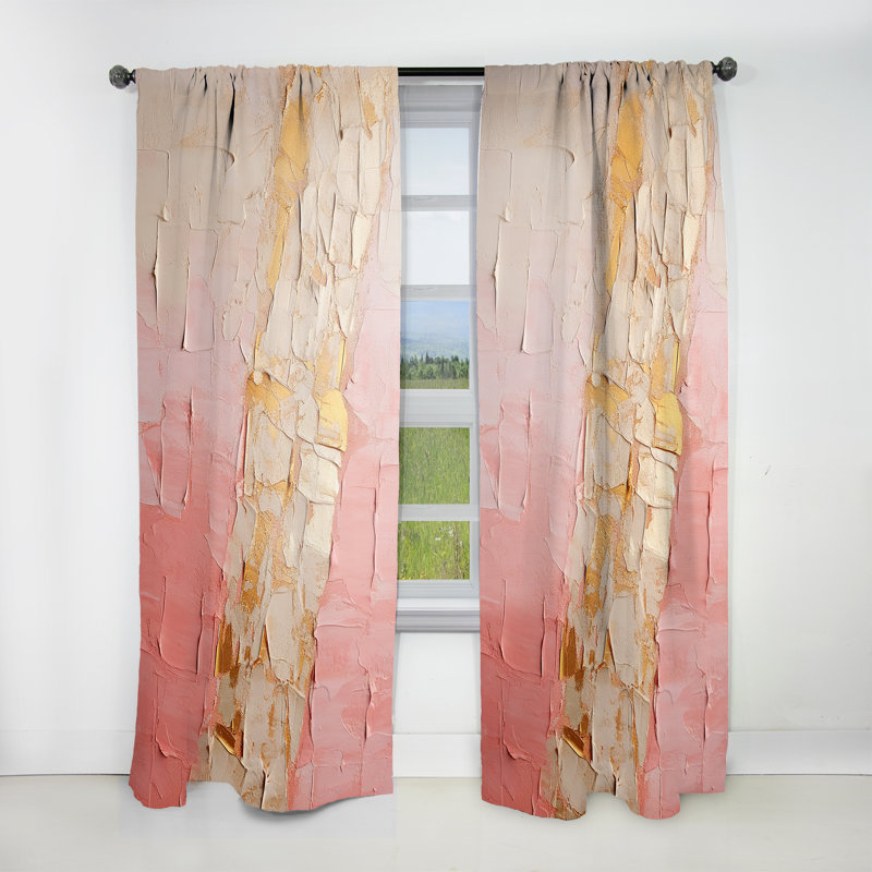 Gabar Beige Gold Minimalism Potteries - Modern Velvet Curtain - Room Darkening - 1 Panel, 52" W x 95" L