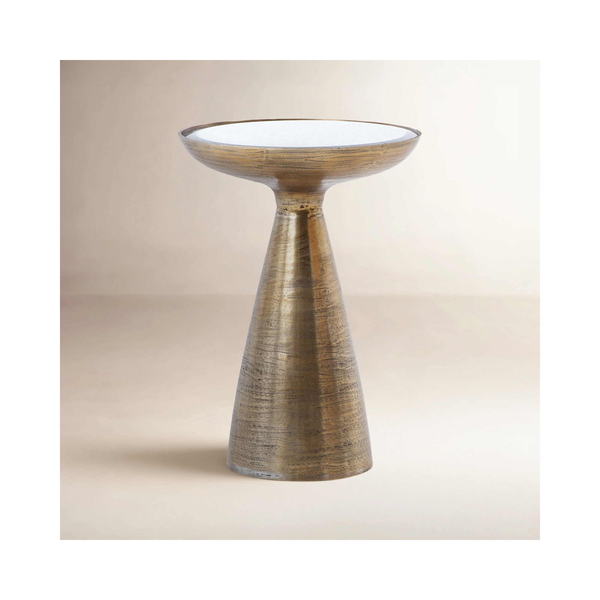 Baya End Table, Antiqued Mirror, Brushed Brass
