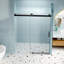 Douche H 76 po, l 60 po, verre trempé, noir mat, excellente durabilité, porte de douche 60 po x 76 po, coulissante simple de 1/4 po avec revêtement antidérapant