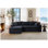 Canapé modulaire en L 106,3 po avec méridienne réversible en velours côtelé noir et canapé modulaire à assise profonde pour le salon