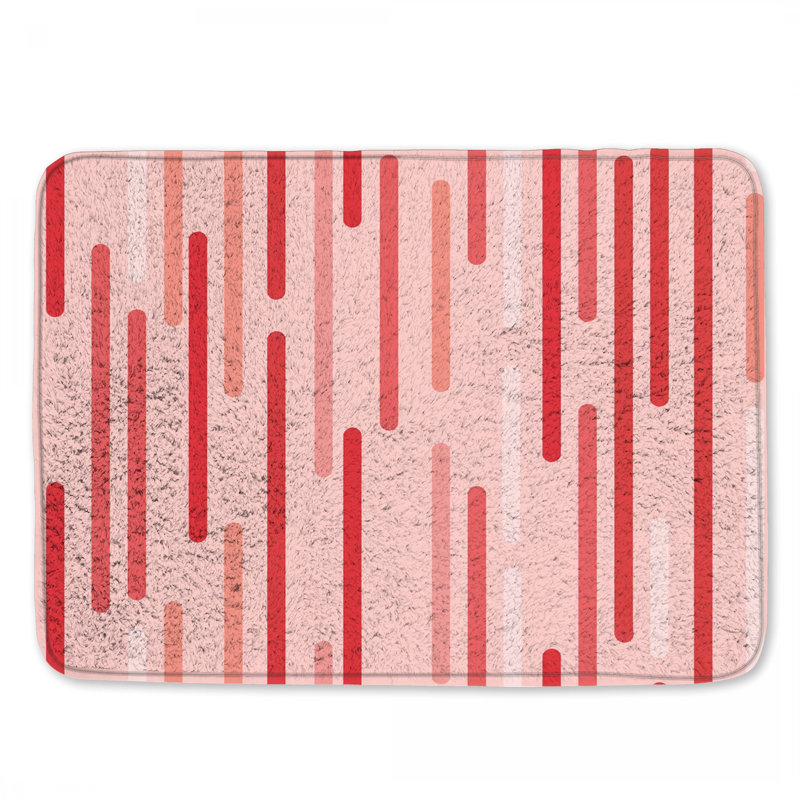 Tapis de bain rouge à rayures rouge, L 24 po x L 17 po