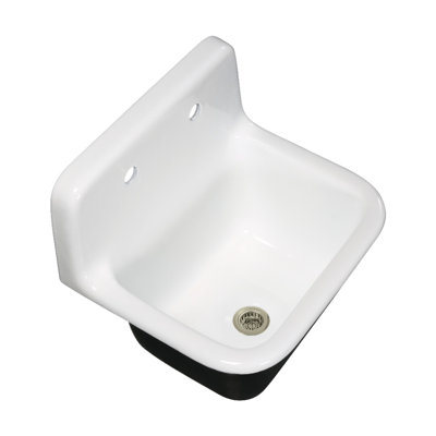 Kingston Brass Petra Galley Cast Iron Single Bowl Wall Mount Kitchen Sink With 2-Hole Drain And Strainer