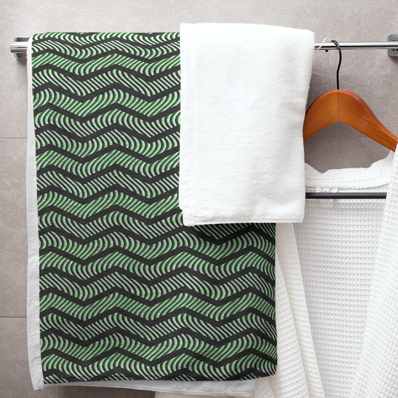 Stephenie Bath Towel, Black/Green