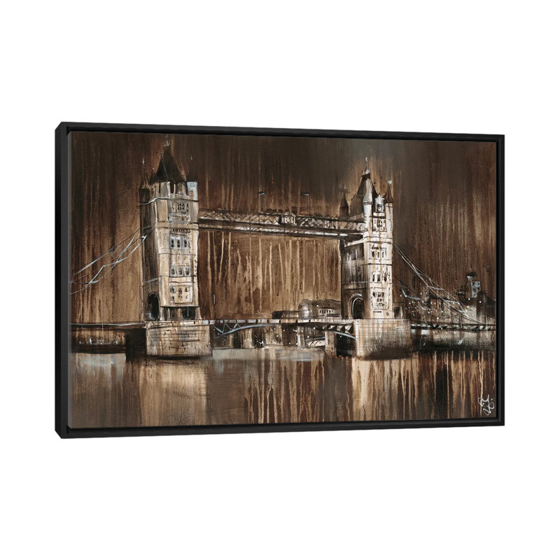 «London Tower Bridge» par Yuliya Volynets, reproduction d'art graphique sur toile, H 40 po x l 60 po x P 1,5 po, Pas de tapis