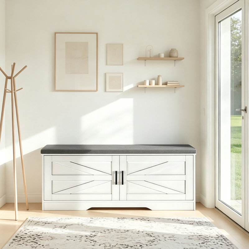 2-Tier Shoe Bench with Adjustable Shelves
