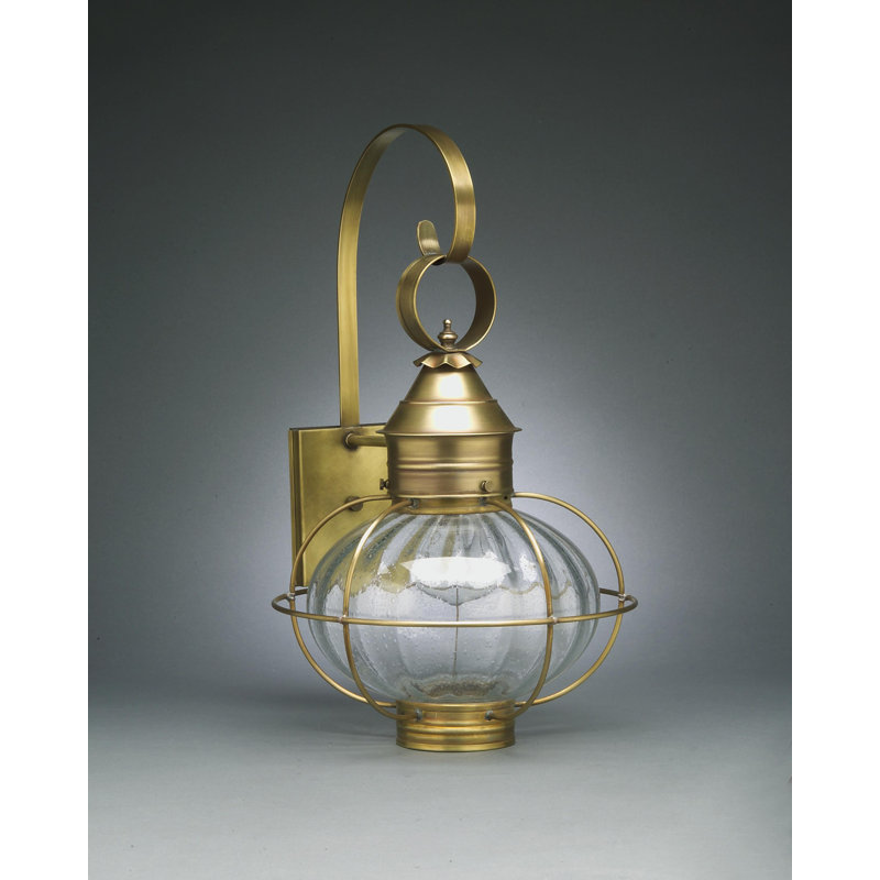Onion 1-Light Outdoor Wall Lantern, Antique Brass, Optic, 12.25" H x 8" W x 8" D