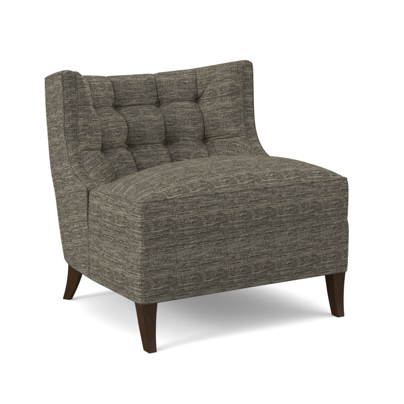 Social Sunbrella® Boucle Tufted Chair, Elise Linen, American Walnut