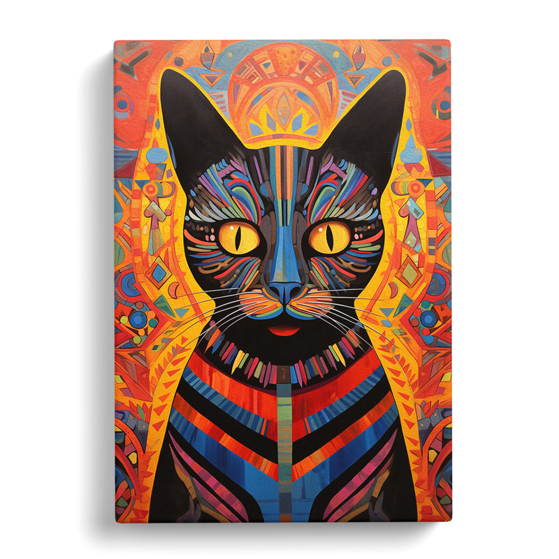 Egyptian Cat Colour Field - Wrapped Canvas Print, 50cm H x 35cm W x 3cm D
