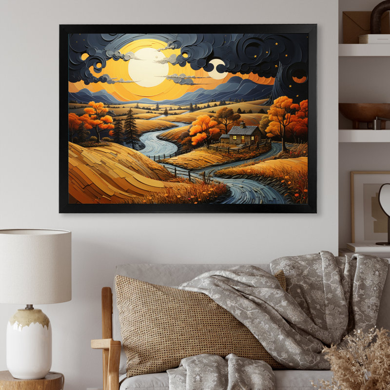 «Countryside Moody Skies Patchwork II», reproduction sur toile, H 30 po x l 40 po x P 1,5 po, Cadre photo noir