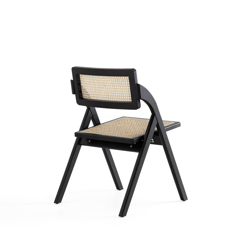 Moses Folding Dining Chair In Cane, Black, 2