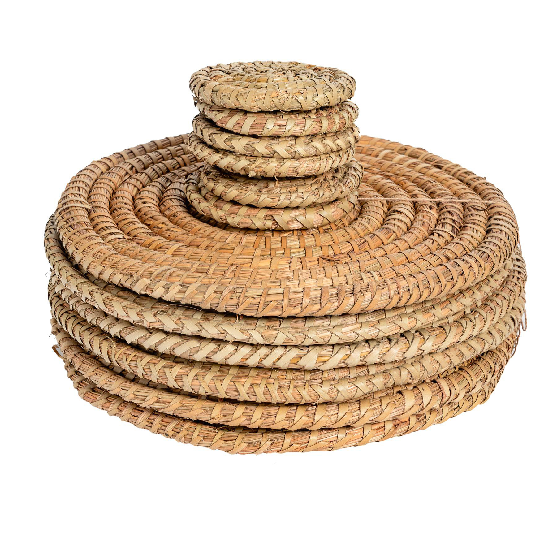 Argon Tableware Round Woven Palm Leaf Placemats Coasters Set