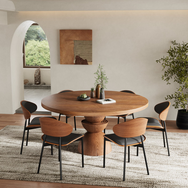 Ensemble de table de salle à manger en bois massif 5 pièces / 7 pièces pour 4/6/8, H 29,5 po x l 53 po x P 53 po, Noir