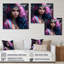 «Fashion Indian Woman» en rose et bleu IV - reproduction sur toile-87394787-87394791