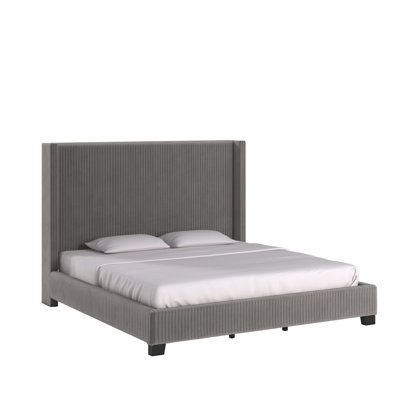 Vita Upholstered Pleated Wingback Bed