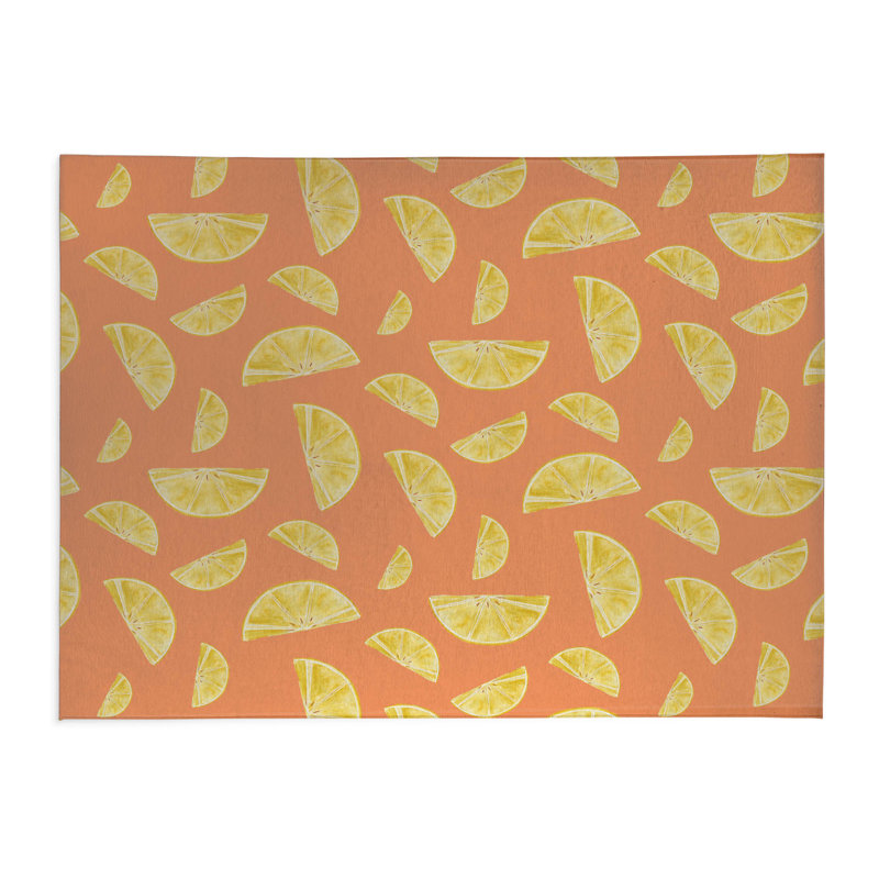 Tapis de cuisine antidérapant Summer Lemon, Rectangulaire 3 pi x 5 pi, Orange
