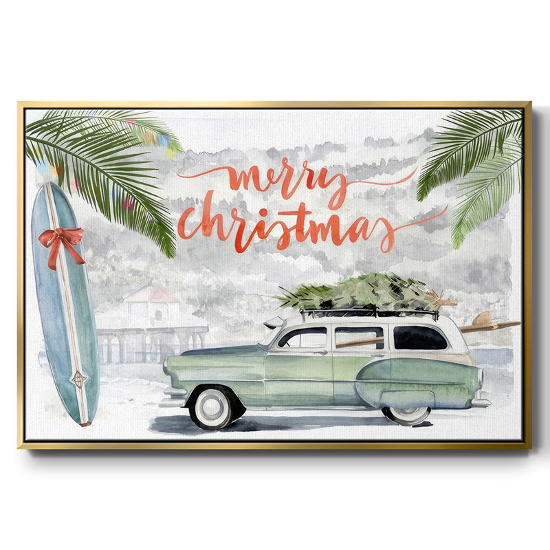 Collection de Noël So Cali A, H 25 po x l 37 po x P 1,5 po, Or, Encadrement doré