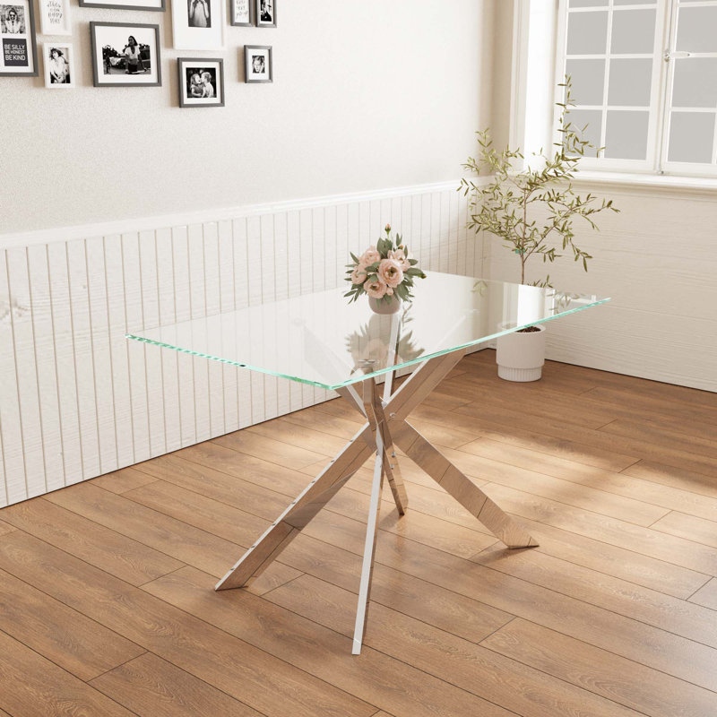 Table de salle à manger en verre 47,2 pouces