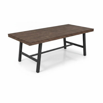 Industrial Dining Table for 8-10 – 86.6" Long Rustic Brown Rectangular Table, Heavy Duty Metal Frame, Wood-Look Surface, Home, Office, Brown