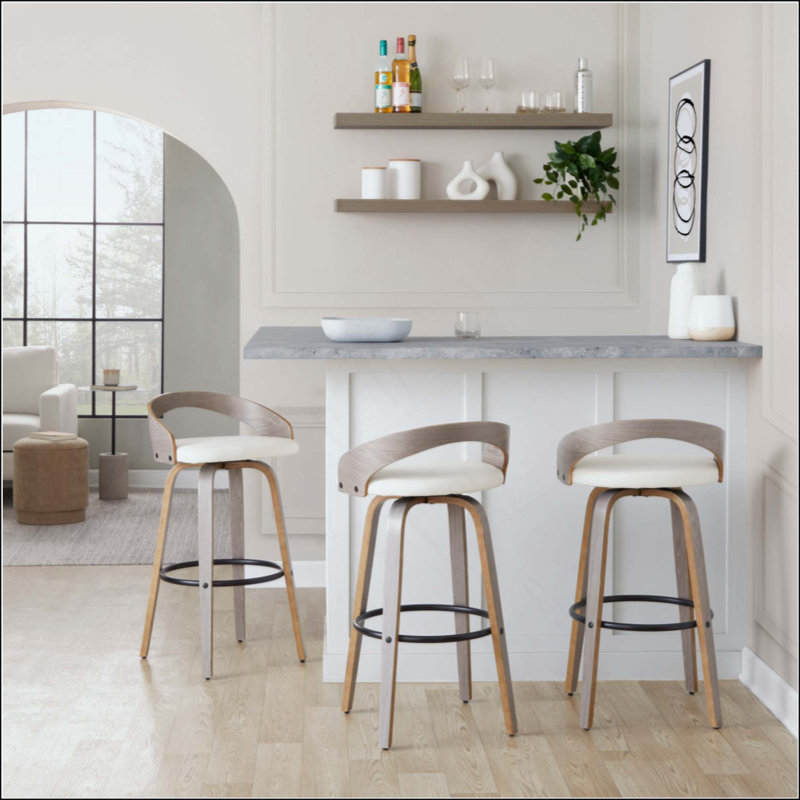 Tabouret de bar pivotant en bois avec repose-pieds en métal - ensemble de 2
