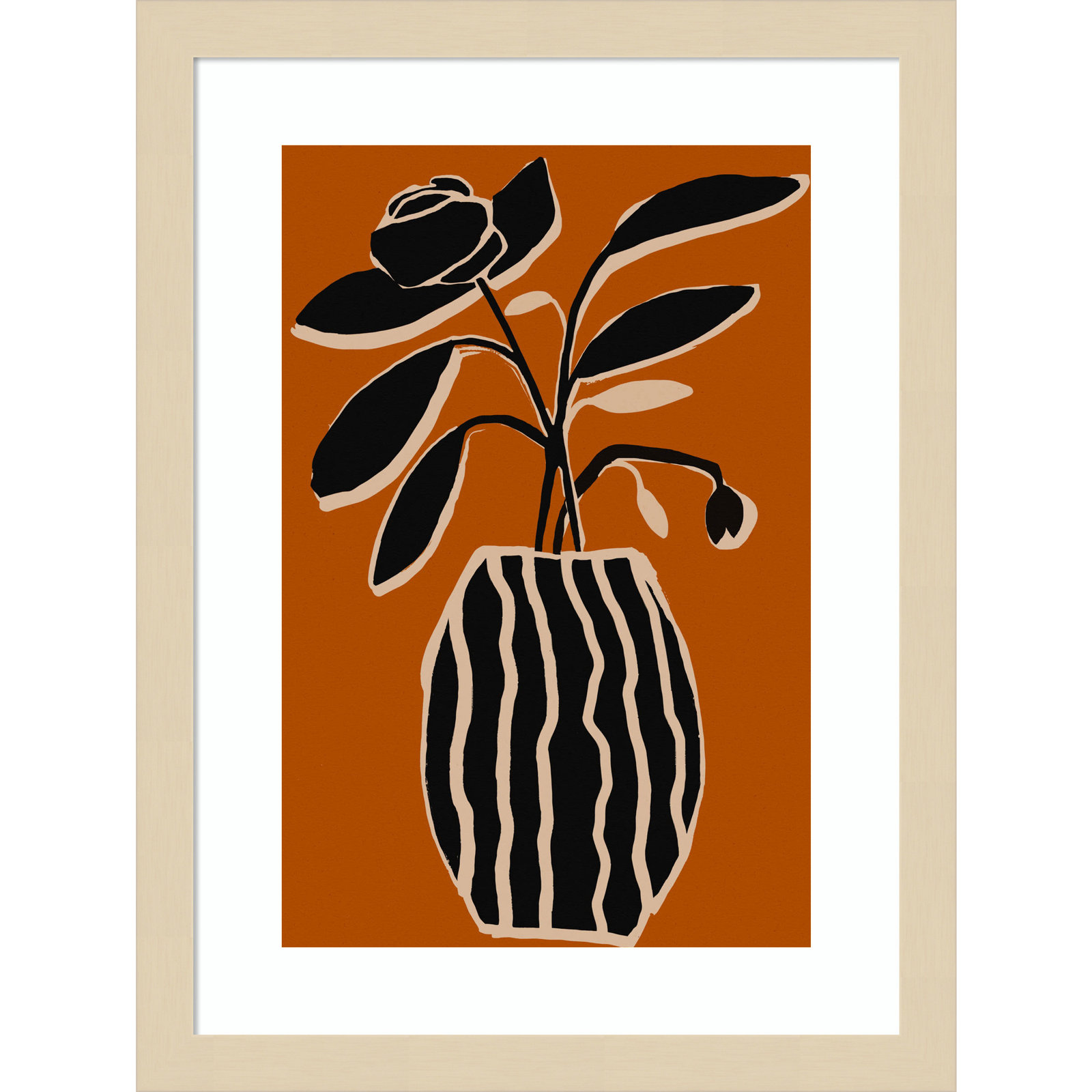 Ochre Still Life No 5 by Treechild, Brown Framed, 17" H x 13" W x 1" D