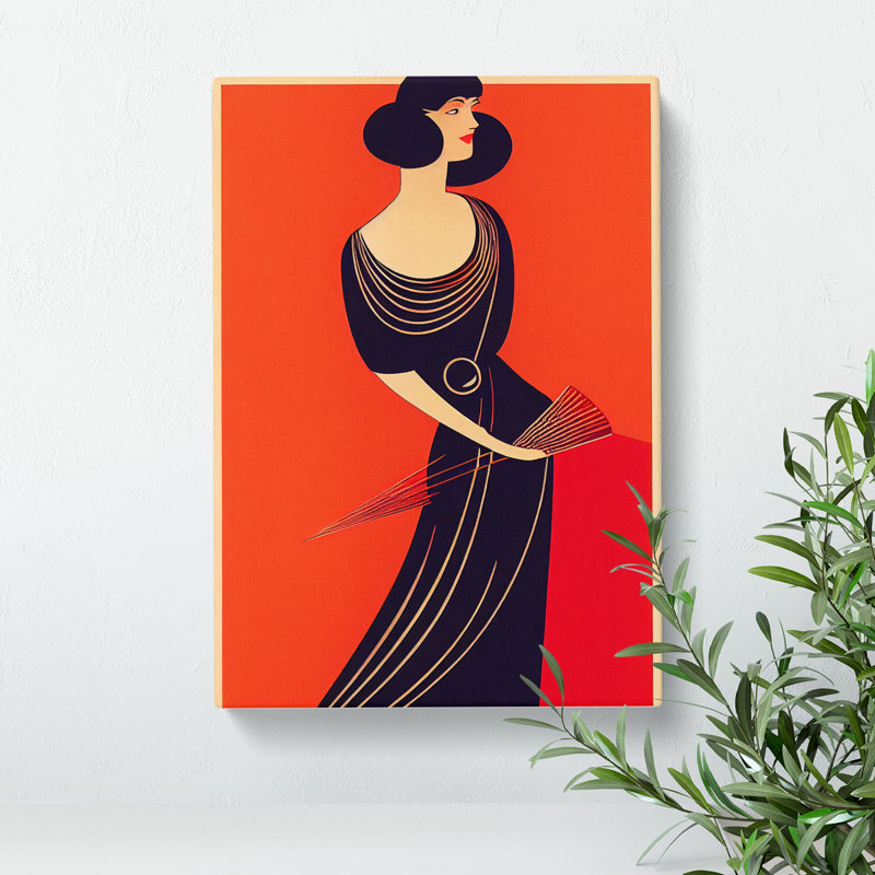 Art Deco Woman No.4 - Wrapped Canvas Print, 76cm H x 50cm W x 3cm D