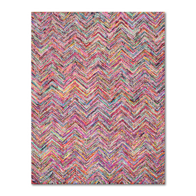 Tapis oriental multicolore en coton touffeté à la main Zig-Zag Medley