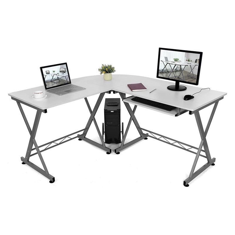 Corner Desk, L-Shaped Computer Desk, For Study And Games, Space Saving, Easy Assembly, 138 X 150 X 75 Cm, White