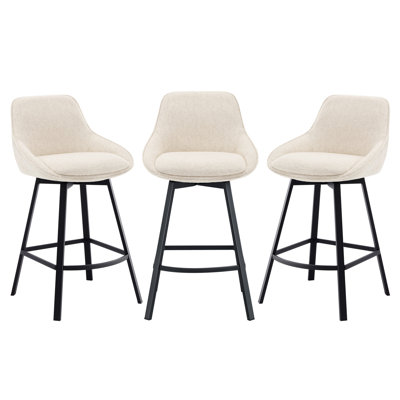 Tabouret de comptoir pivotant en lin 25,6 po avec structure en métal Absalom