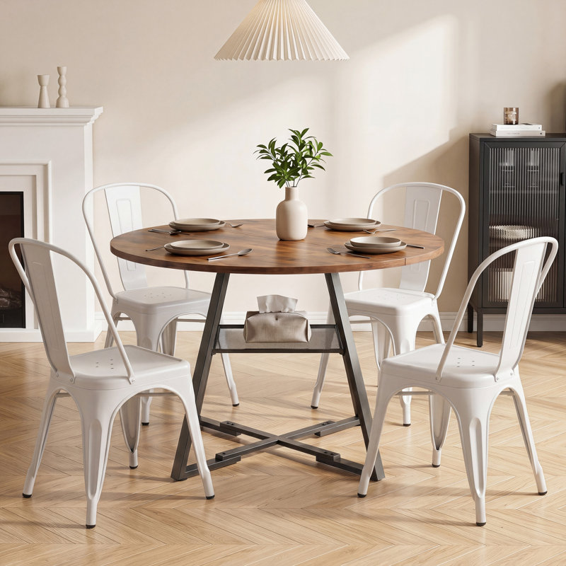 Ensemble de table de salle à manger 5 pièces Andover Mills, 30.71'' H X 42.13'' W X 42.13'' D, Brown, Black
