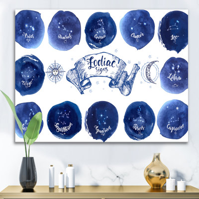 " Collection Of Astrology Signs On Blue "