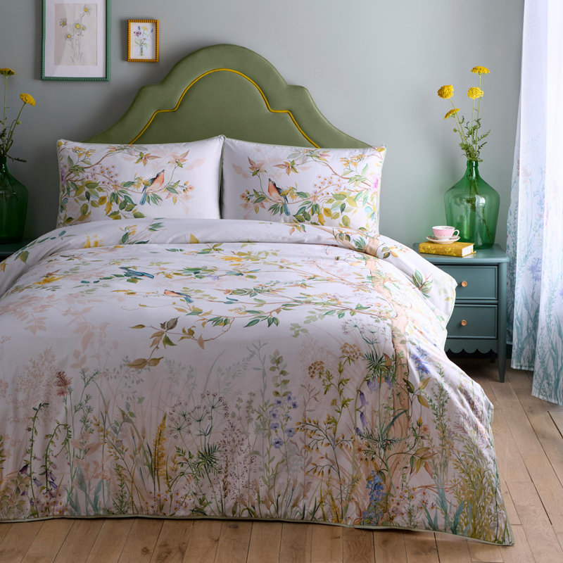 Arianna Cotton Floral Duvet Cover Set with Pillowcases Included, King Duvet Cover Set + 2 Pillowcases