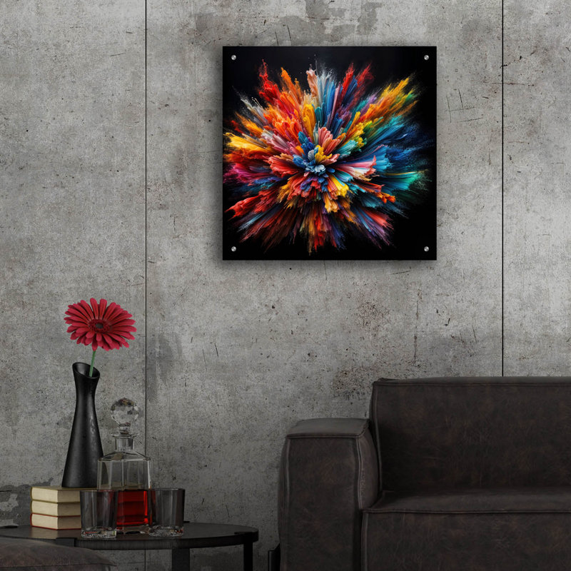  «Color Burst 1» par Rey Klimt, art mural en verre acrylique, H 24 po x l 24 po x P 0,2 po