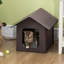 Abris chauffant pour chat pour l'extérieur et l'intérieur, abri portatif pour chat, imperméable et isolé, brun