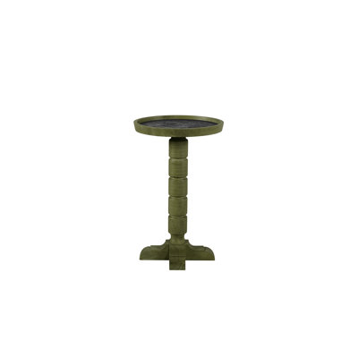 Table Spot en ton de pistache chaud avec une finition inspirée, une surface ronde compacte, des pieds sculptés à base tournée, idéale comme pièce décorative ou occasionnelle, en bois massif et en matériau, 14 largeur, profondeur, 22 po