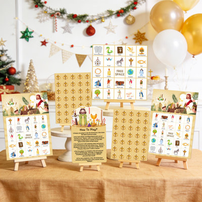 38 Pcs Bible Bingo Game, Biblical Party Favors Set